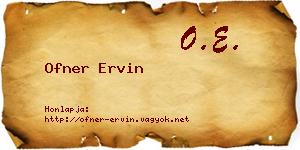 Ofner Ervin névjegykártya